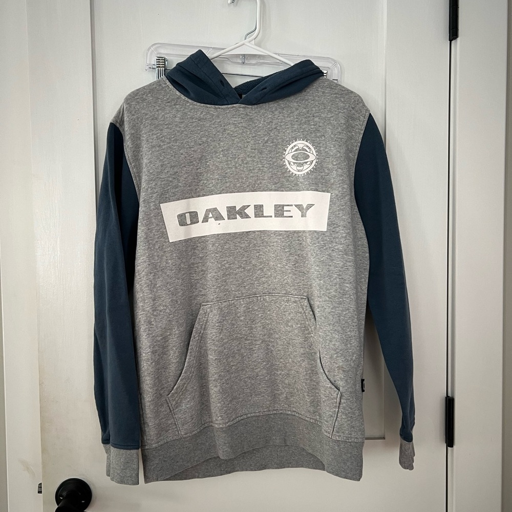 Oakley Men's Gray and Dark Blue Hoodie